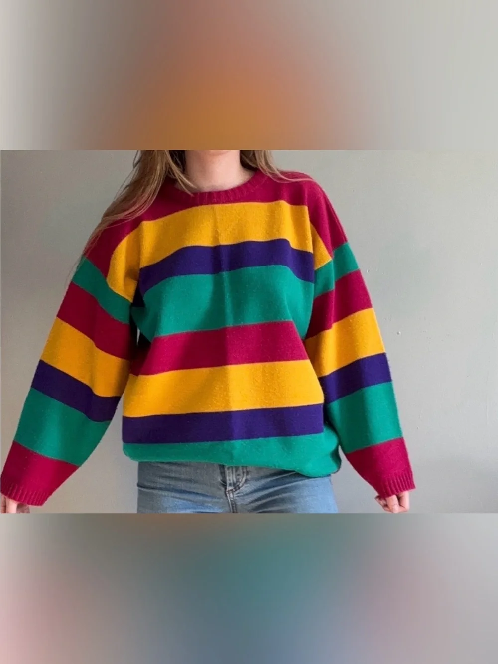 Vintage 90s unbranded color block knit crew neck sweater